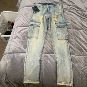 Brand New Light Blue Skinny Cargo Deception Jeans